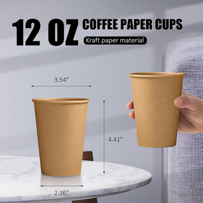 Clawsoff 180 Pack 12 oz Coffee Cups Brown Kraft Disposable Hot Paper Cups