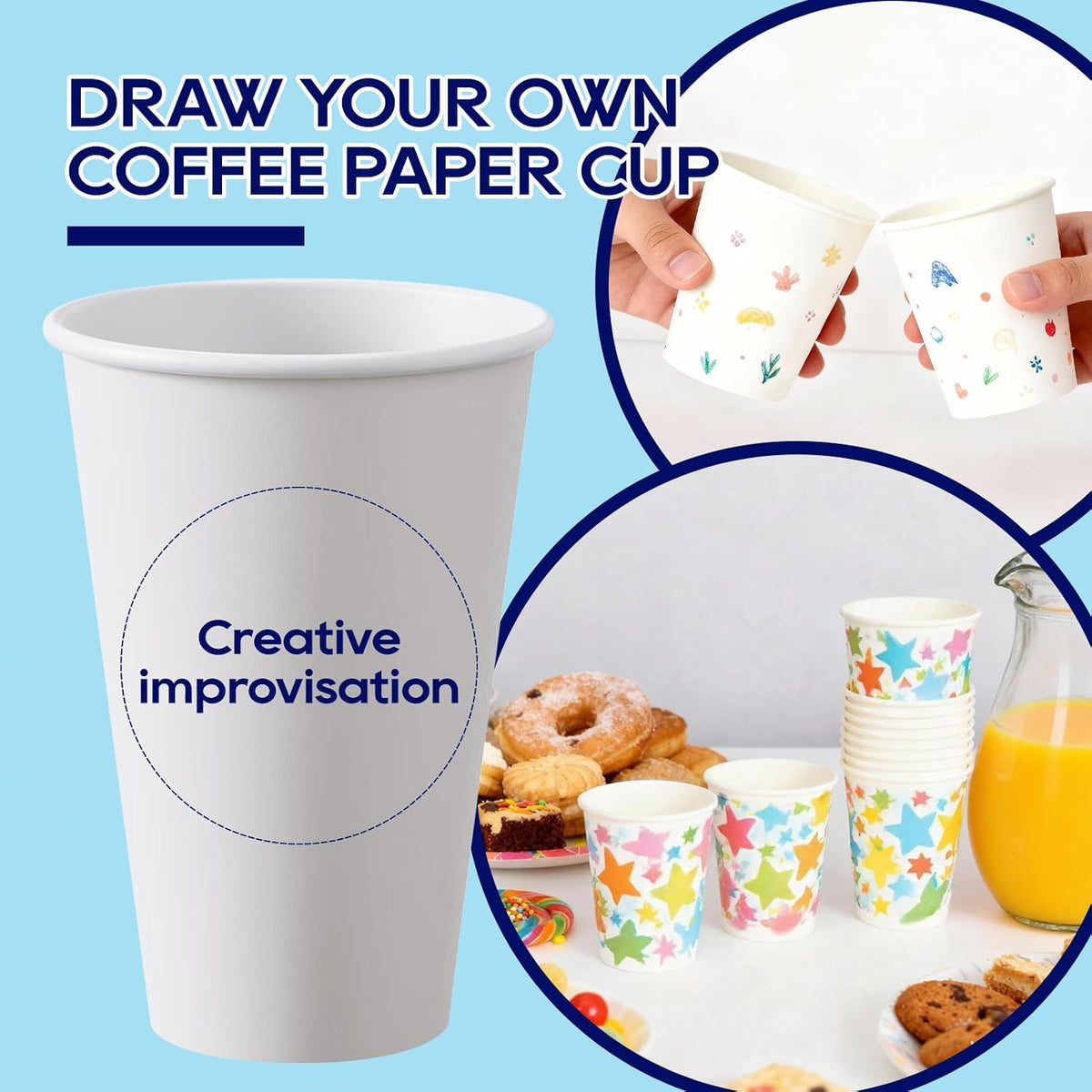 LITOPAK 210 Pack 16 oz Paper Cups, White Disposable Coffee Cups