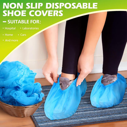 Leumoi 500 Pcs Disposable Shoe Covers Bulk Non Slip Boot Covers, Blue