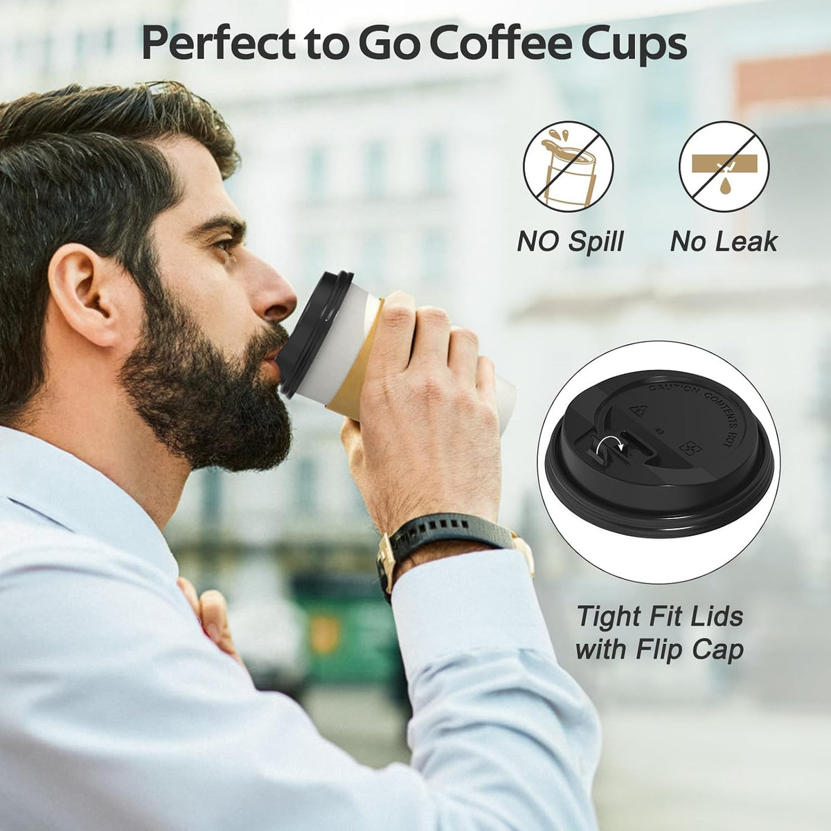 Dealusy 100 Pack 16 oz Disposable Coffee Cups with Lids and Sleeves