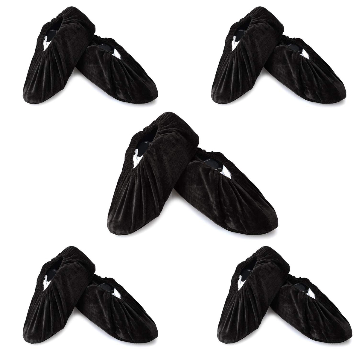 PlasMaller 5 Pairs Non Slip Washable Reusable Shoes Covers For Household Thickened Boots, Grey, XL