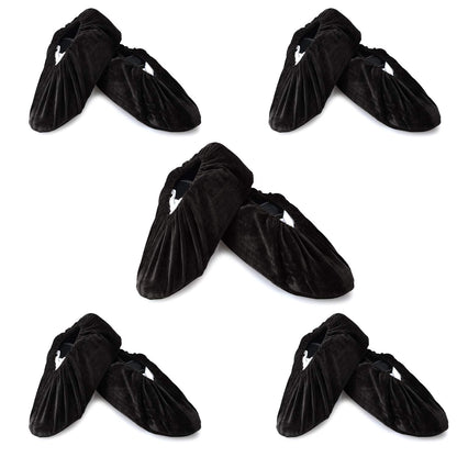PlasMaller 5 Pairs Non Slip Washable Reusable Shoes Covers For Household Thickened Boots, Grey, XL