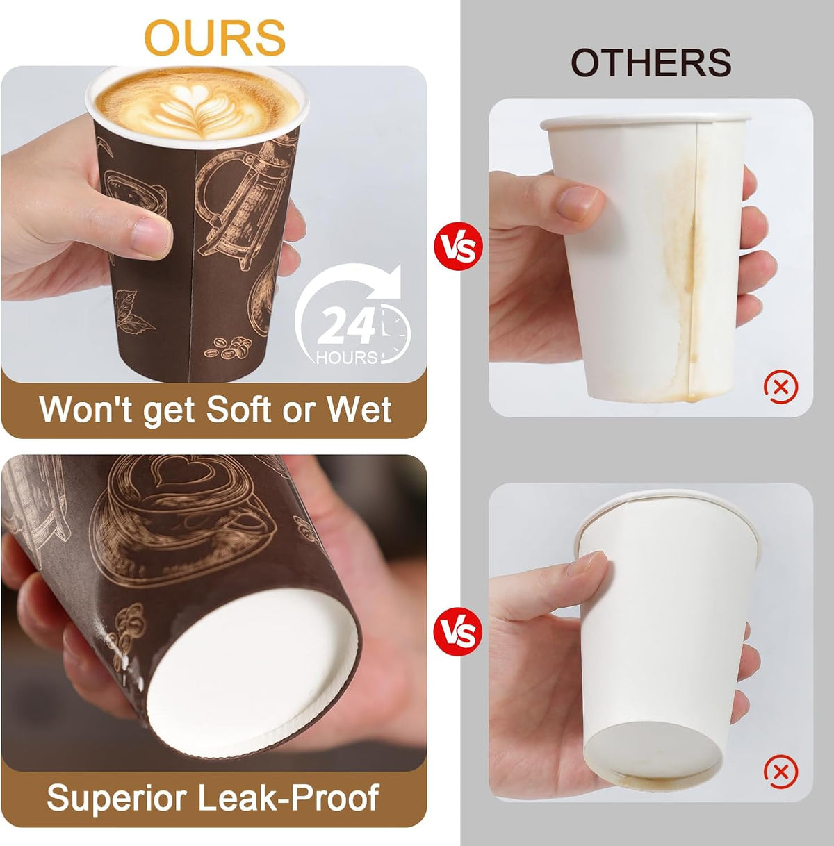 12 oz 180 Pack Coffee Cups Disposable Thickened Paper Coffee Cups