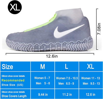 Shiwely Silicone Waterproof Shoe Covers, Upgrade Reusable Overshoes with Zipper, Resistant Rain Boots Non-Slip Washable Protection for Women, Men (XL (Women 11-13, Men 9.5-13), White)