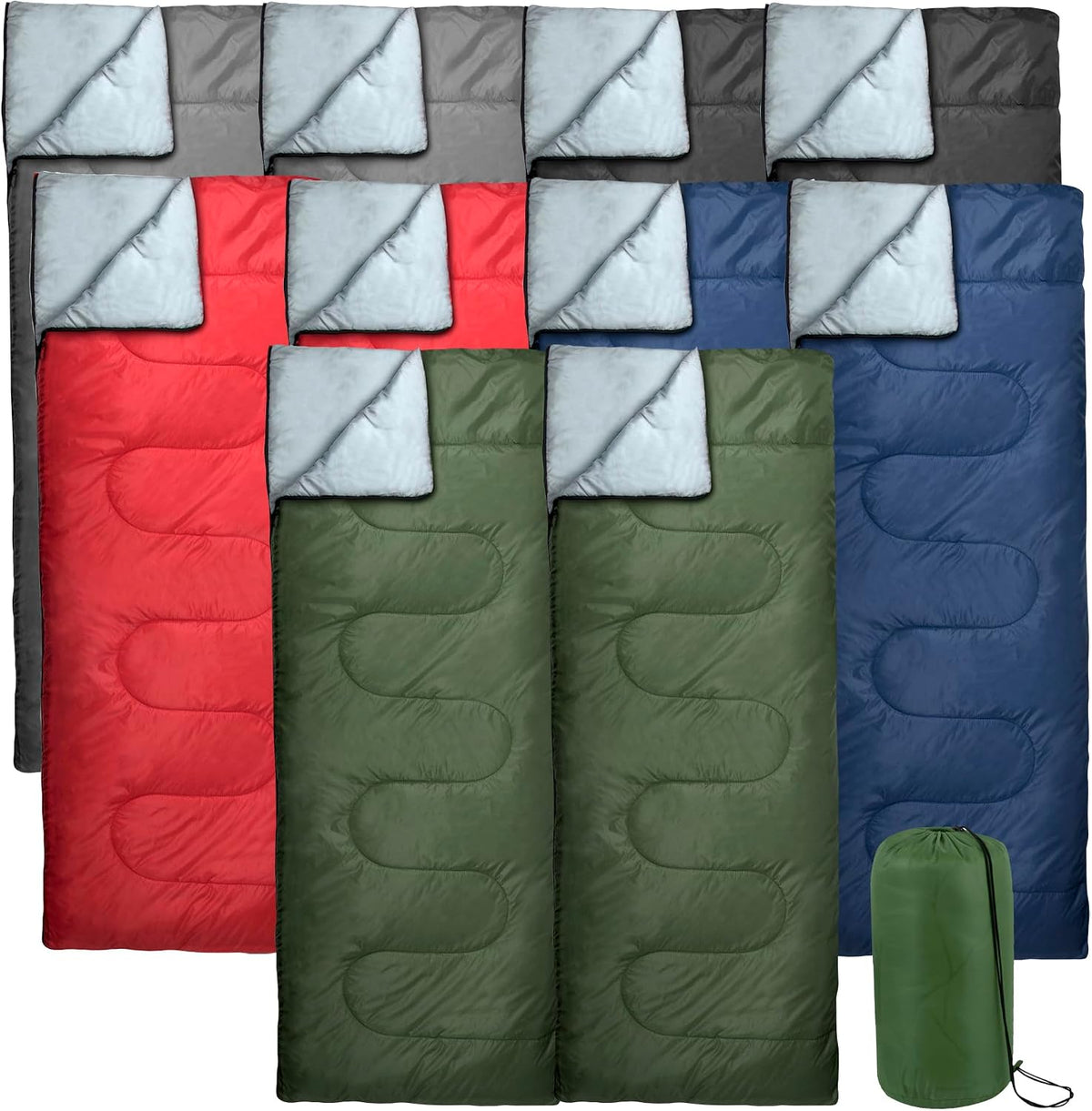 Bulk 10 Pack Envelope Sleeping Bags, 4 Seasons Warm or Cold Lightweight Indoor Outdoor Sleeping Bags for Adults, Backpacking, Camping