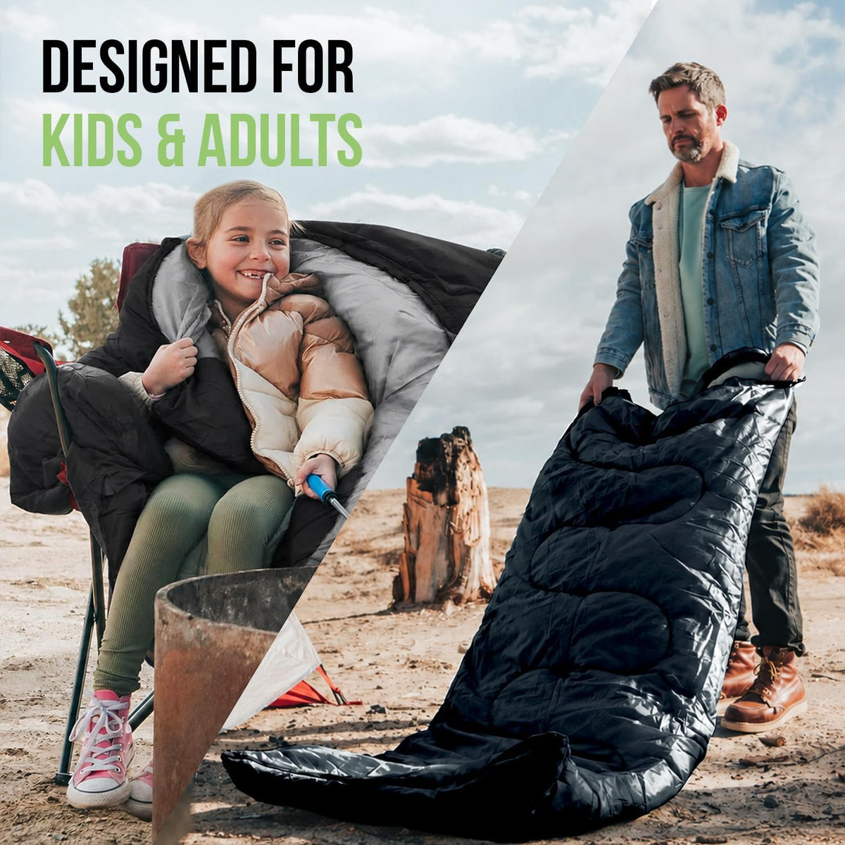 Sleeping Bags for Adults Cold Weather & Warm - Backpacking Camping Sleeping Bag for Kids 10-12, Girls, Boys - Lightweight Compact Camping Essentials Gear Accessories Hiking Sleep Must Haves