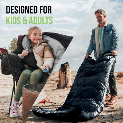 Sleeping Bags for Adults Cold Weather & Warm - Backpacking Camping Sleeping Bag for Kids 10-12, Girls, Boys - Lightweight Compact Camping Essentials Gear Accessories Hiking Sleep Must Haves