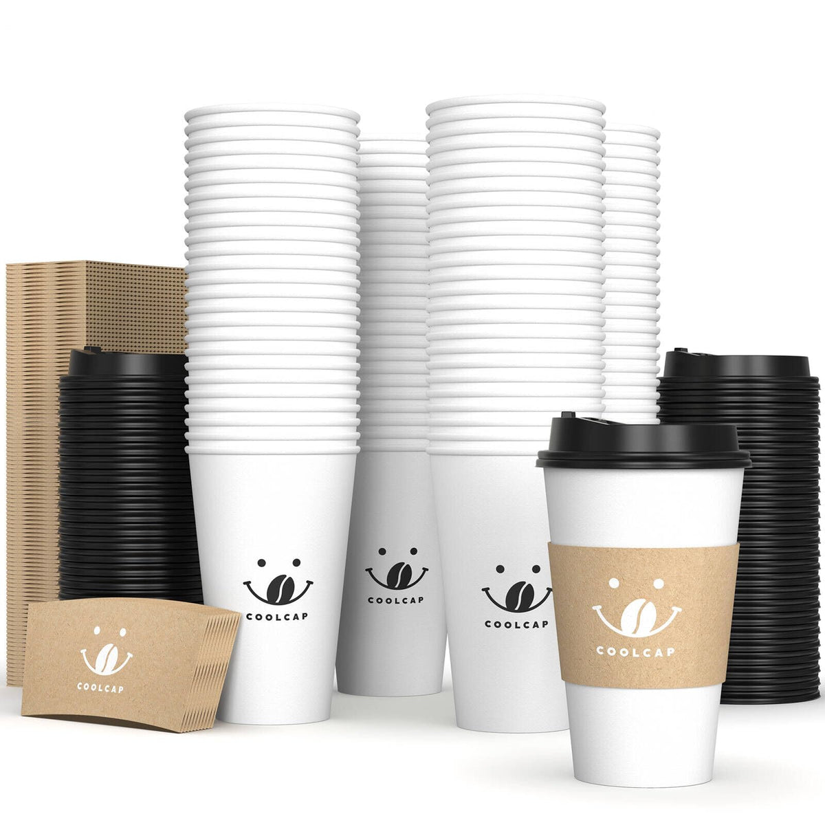 12 oz 100 Pack Disposable Coffee Cups, Bulk White Disposable Paper Cups, Coffee Cups for Hot Tea, Chocolate and Cold Drinks