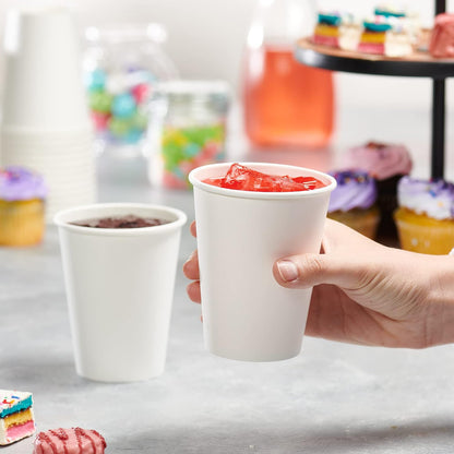 GUSTO 12 oz Disposable White Paper Cups [300 Count] Hot Coffee Cups
