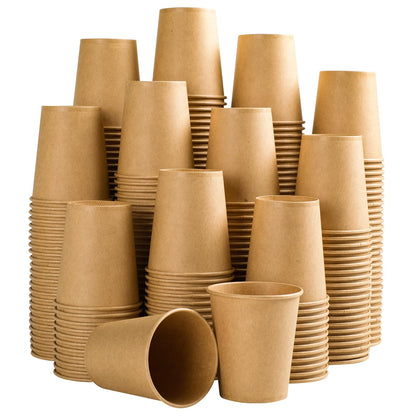 Clawsoff 180 Pack 12 oz Coffee Cups Brown Kraft Disposable Hot Paper Cups