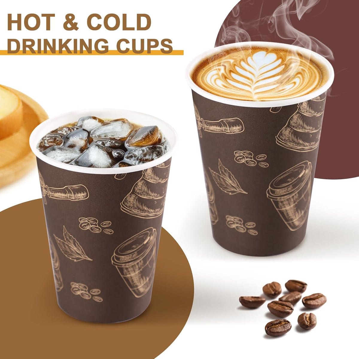 12 oz 180 Pack Coffee Cups Disposable Thickened Paper Coffee Cups