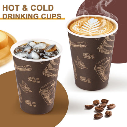 12 oz 180 Pack Coffee Cups Disposable Thickened Paper Coffee Cups