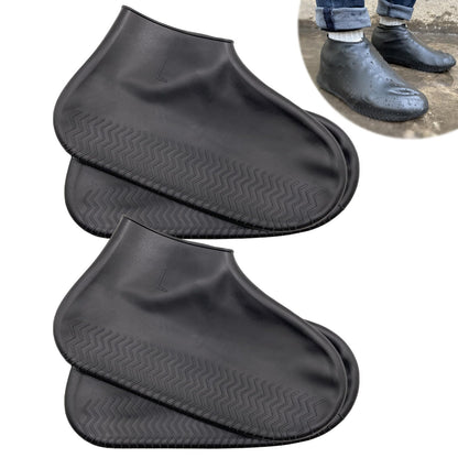 Waterproof Shoe Covers 2 Pairs, Non-Slip Reusable for Rain - Clear, L