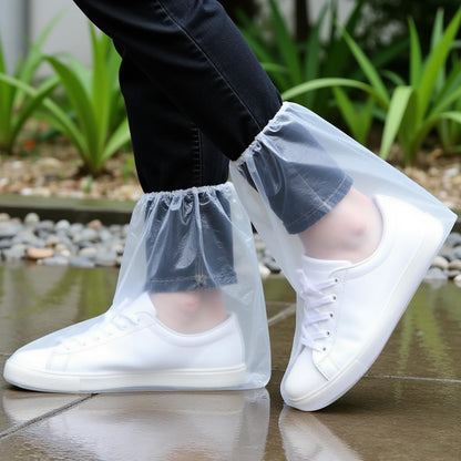 24 Pairs Disposable Waterproof Shoe Covers, Individually Packaged Transparent Plastic, Non-Slip Textured Sole, Fits US Men's 10 / Women's 10, Portable for Outdoor Rainy Days