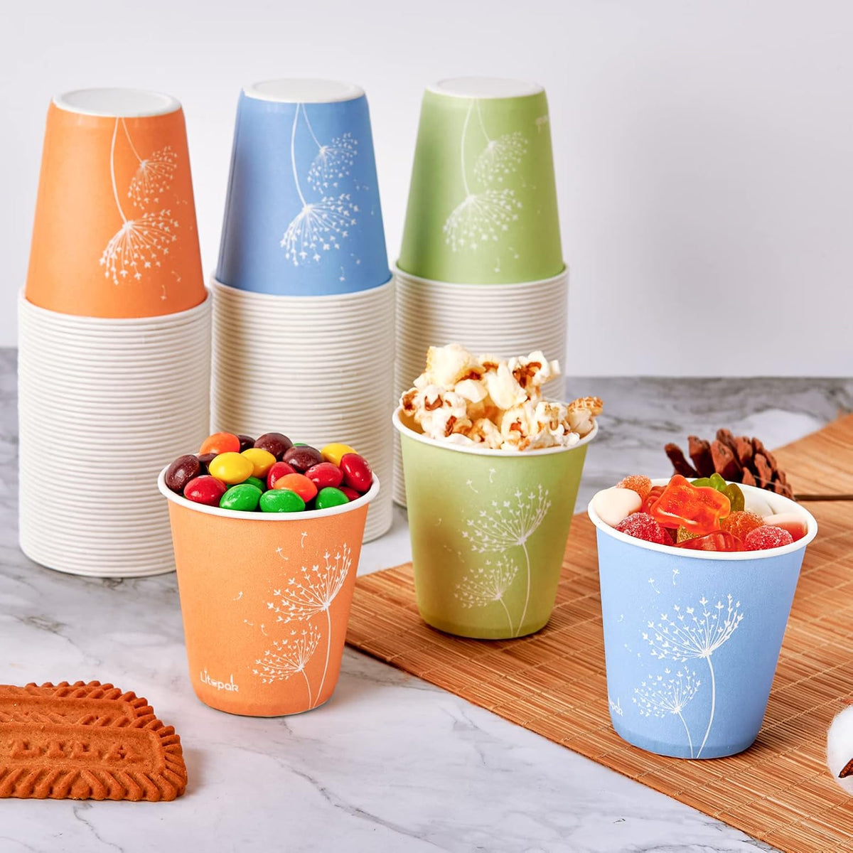 LITOPAK 600 Pack 5 oz Paper Cups, Colorful Disposable Mouthwash Cups