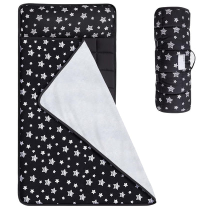 Moonsea Toddler Nap Mat with Pillow and Fleece Minky Blanket Grey
