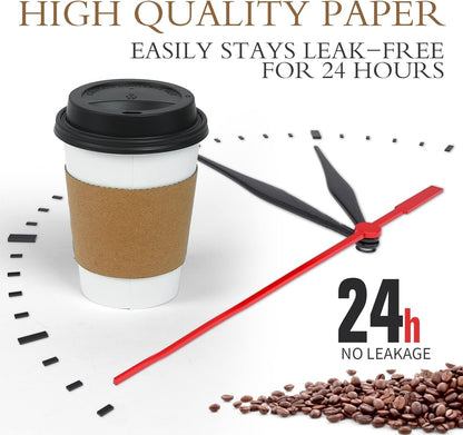 Ginkgo 100 Pack 12 oz Thickened Coffee Cups with Lids and Sleeves