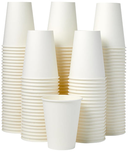 Amazon Basics Disposable Paper Cups for Hot and Cold Beverages, 12 ounces, White, 1000 Count