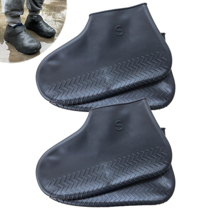 Waterproof Shoe Covers 2 Pairs, Non-Slip Reusable for Rain - Clear, L