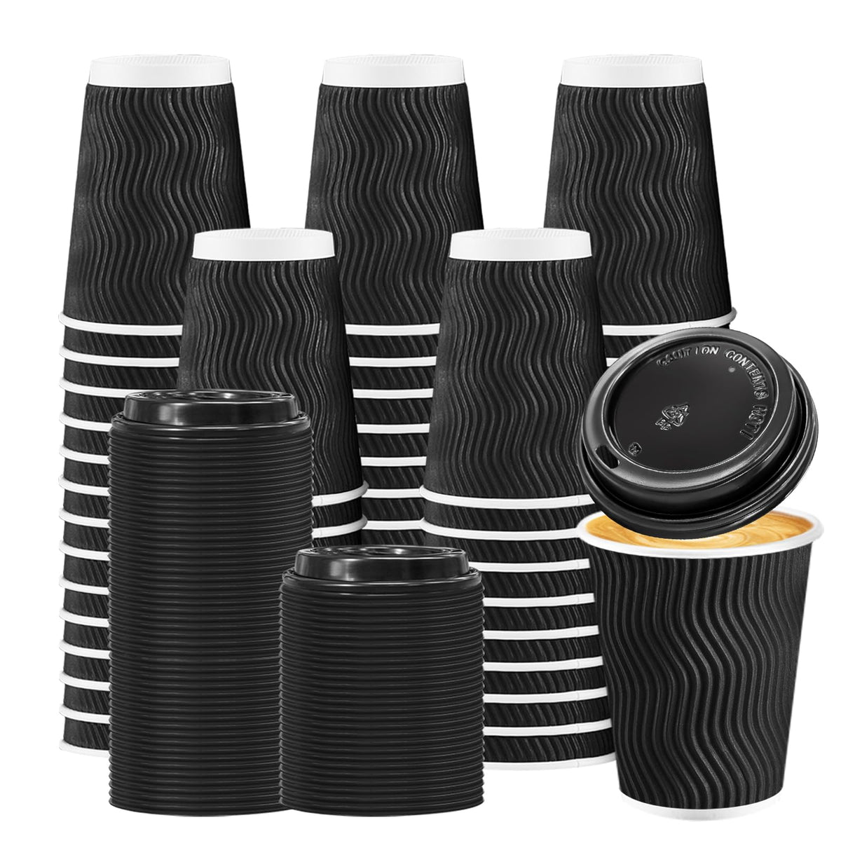 BYSNOW 100 Pack 16 oz Coffee Cups with Lids Disposable To Go Paper Cups