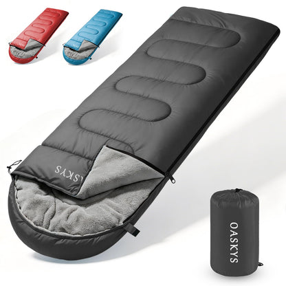 oaskys Camping Sleeping Bag - 3 Season Warm & Cool Weather - Summer Spring Fall Lightweight Waterproof for Adults Kids - Camping Essentials Gear Accessories Hiking Sleep Must Haves