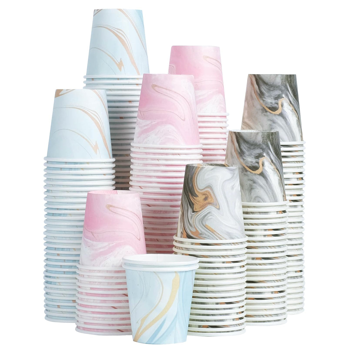5oz Bathroom Paper Cups,300 Pack Disposable Mouthwash Cups(Marble)