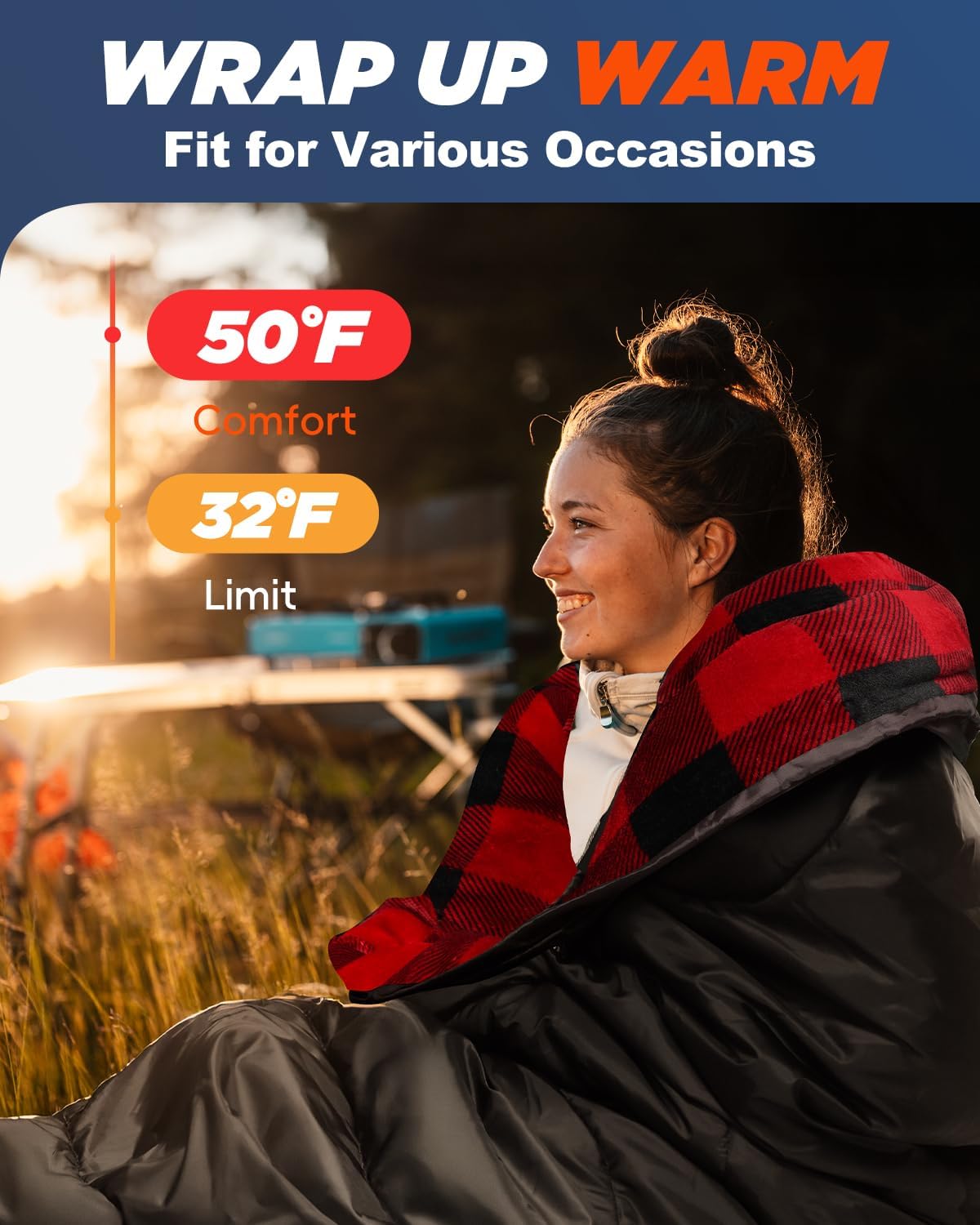 MEREZA Flannel Sleeping Bag for Adults Mens with Pillow, XL Cold Weather Sleeping Bag for 30 Degree 4 Season Camping Large Big and Tall Sleeping Bags with Compression Sack