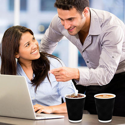 Lamosi 100 Pack Coffee Cups 12 oz, Disposable Paper Coffee Cups No Lids