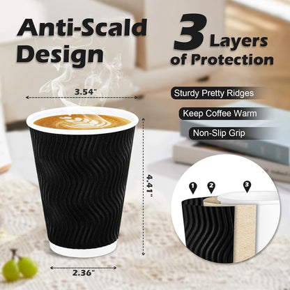 Lamosi 100 Pack Coffee Cups 12 oz, Disposable Paper Coffee Cups No Lids