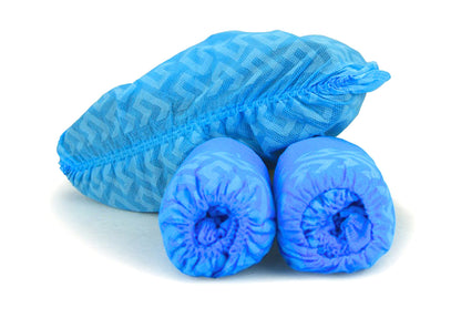 G & F Products Disposable Shoe Covers, Slip-Resistant Booties, Heavy-Duty, Water-Resistant, Elastic Band, Silicone Sole, Protects Floors, Blue, 11 US Men & 13 US Women, X-L, 100 Pcs (50 Pairs)