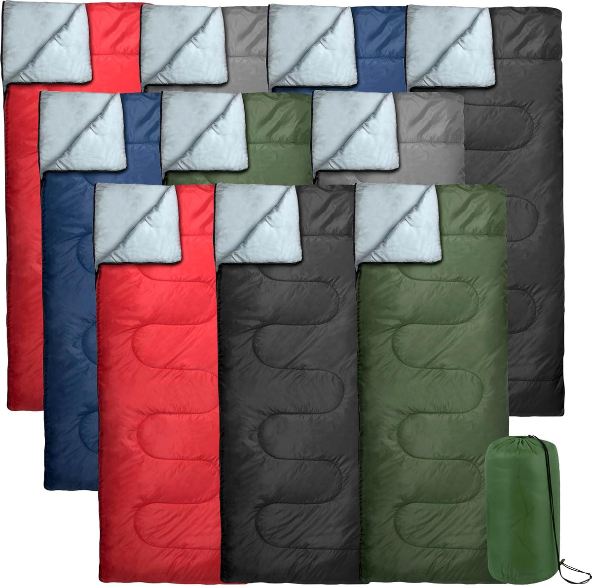 Bulk 10 Pack Envelope Sleeping Bags, 4 Seasons Warm or Cold Lightweight Indoor Outdoor Sleeping Bags for Adults, Backpacking, Camping