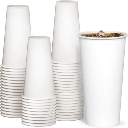 GUSTO 8 oz Disposable White Paper Cups [100 Count] Hot Coffee Cups