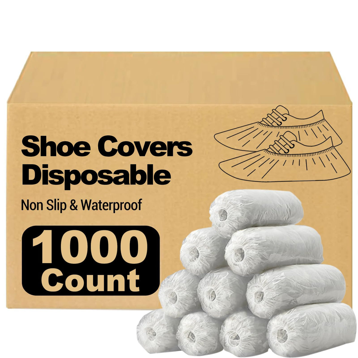 1000 Pieces(500 Pairs) Shoe Covers Disposable, Waterproof,Non-Slip for Various Occasions,fits up to US Men's 12 & Women's 13 Size,Durable Booties Boot Covers for Indoors & Outdoor.