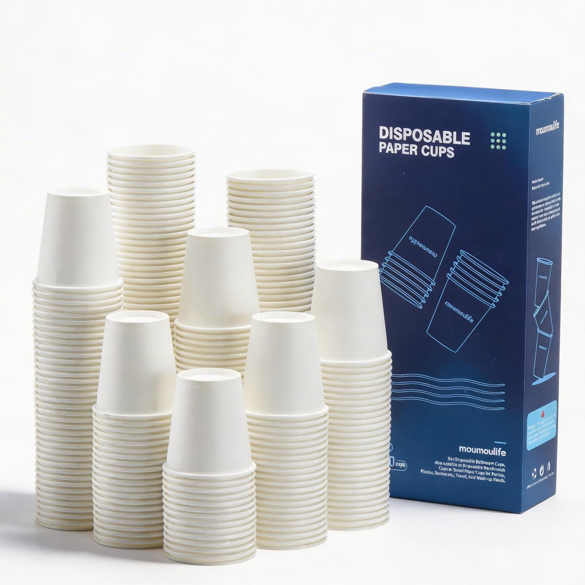 MOUMOULIFE Disposable Paper Coffee Cups 12 oz 300 Count Hot Paper Cups