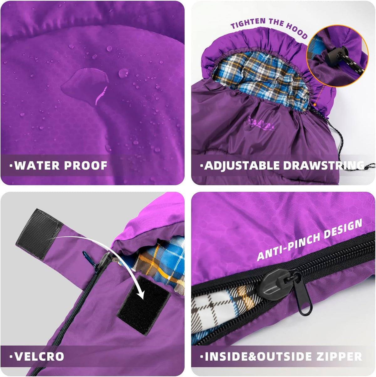 Camping Sleeping Bag for Adults Kids Teens,Waterproof Lightweight
