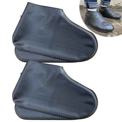 Waterproof Shoe Covers 2 Pairs, Non-Slip Reusable for Rain - Clear, L