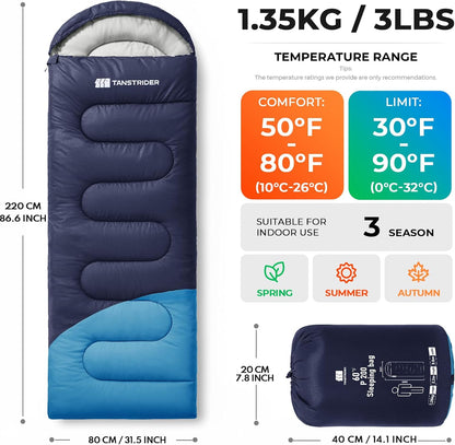 Sleeping Bags for Adults,Compact Lightweight Backpacking Sleeping Bag with Compression Sack for Youth, Camping Essentials Gearfor Hiking Travel Climbing Outdoor&Indoor Use