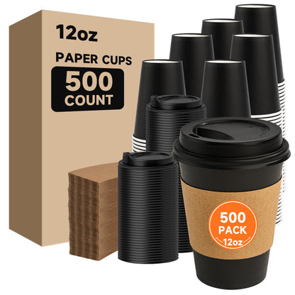 METAPRINT 300 Pack 12 oz Disposable Paper Coffee Cups, White