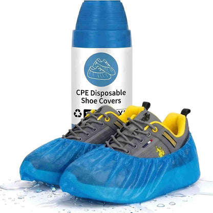 200 Pack (100Pairs) Shoe Covers Disposable Non-Slip, Waterproof CPE Boot Booties on Roll for Easy Storage, Hygienic Foot Covers for Indoor Cleaning Service, Contractors, Workplace Use, Fits Most