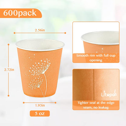 LITOPAK 600 Pack 5 oz Paper Cups, Colorful Disposable Mouthwash Cups