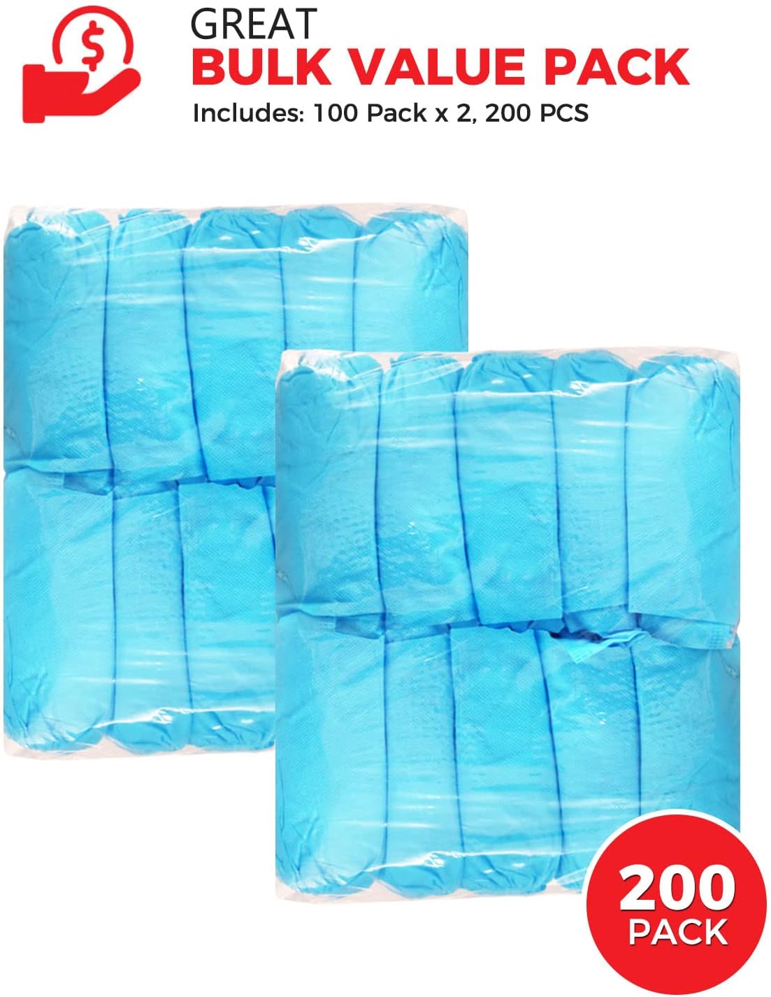 Shoe Covers Disposable Non Slip, 200 Pack (100 Pairs), Durable Non Woven Boot Covers for Indoors, One Size Fits Most