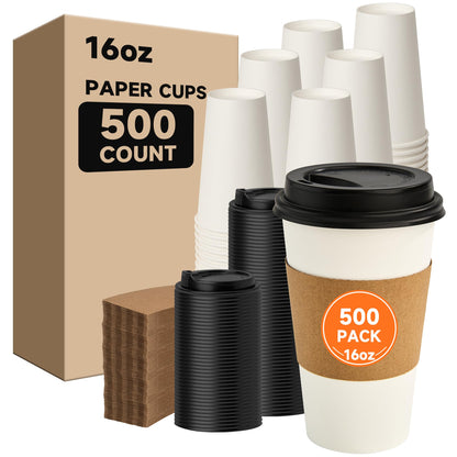 METAPRINT 300 Pack 12 oz Disposable Paper Coffee Cups, White