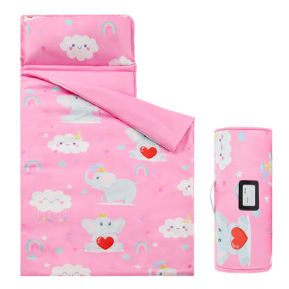 MORAIS Toddler Nap Mat with Pillow and Blanket, 52" x 20" Lightweight and Soft Nap Mat for Preschool, Daycare, Travel Sleeping Bags