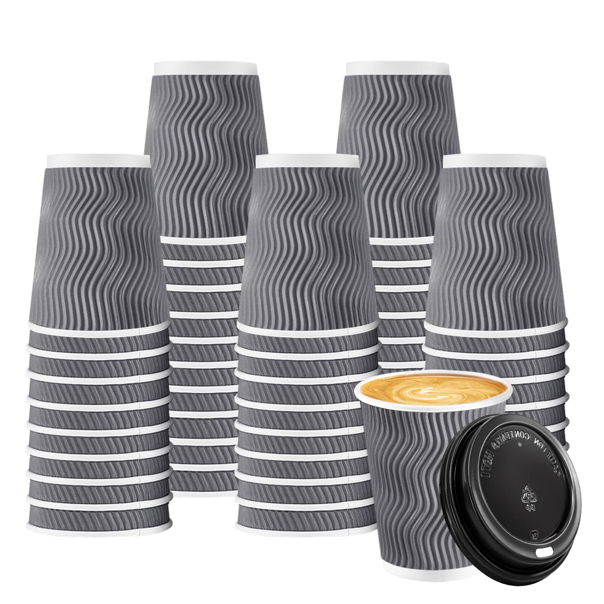 BYSNOW 100 Pack 16 oz Paper Coffee Cups with Lids Disposable for Hot Drink