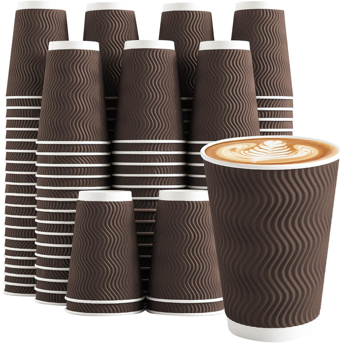 Clawsoff 100 Pack 12 oz Disposable Paper Coffee Cups Insulated Brown
