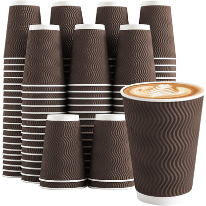 Clawsoff 100 Pack 12 oz Disposable Paper Coffee Cups Insulated Brown