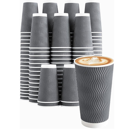 Clawsoff 120 Pack 12 oz Coffee Cups Disposable Insulated Paper Cup Gray