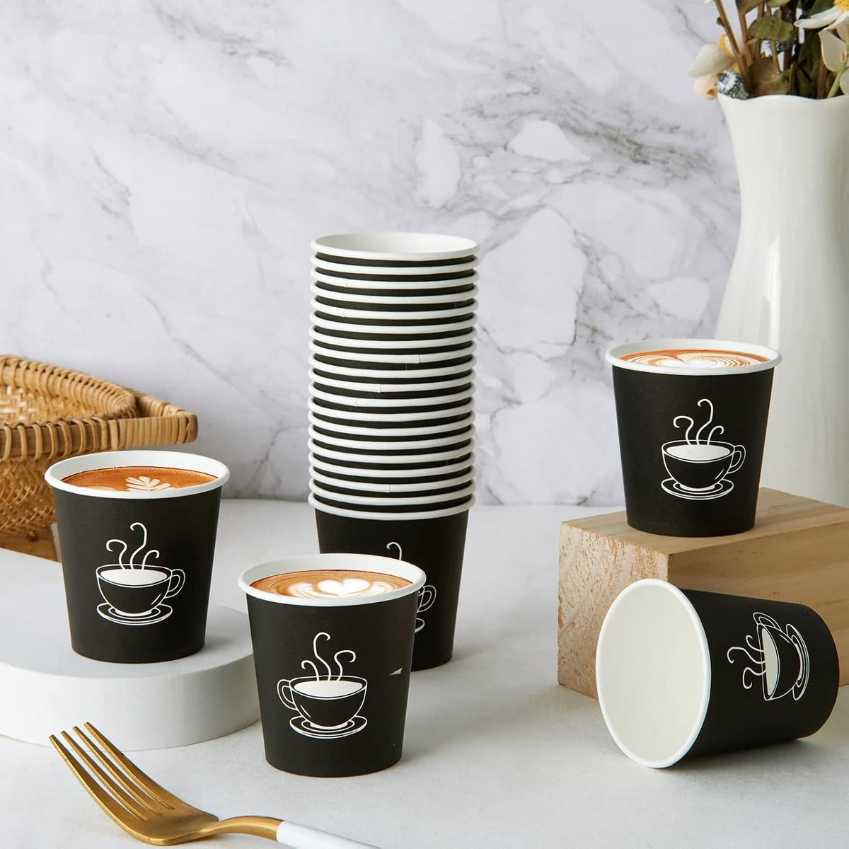 TV TOPVALUE 4 oz Espresso Paper Cups, 600 Count Small Coffee Cups, Black