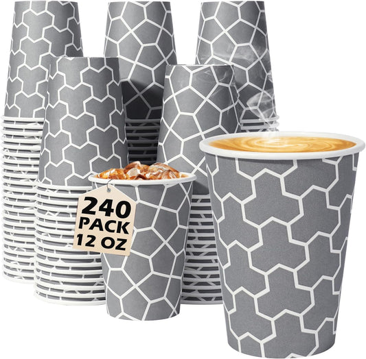 240 Pack 12 oz Paper Cups, Insulated Disposable Hot Cups