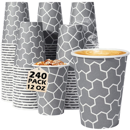 240 Pack 12 oz Paper Cups, Insulated Disposable Hot Cups